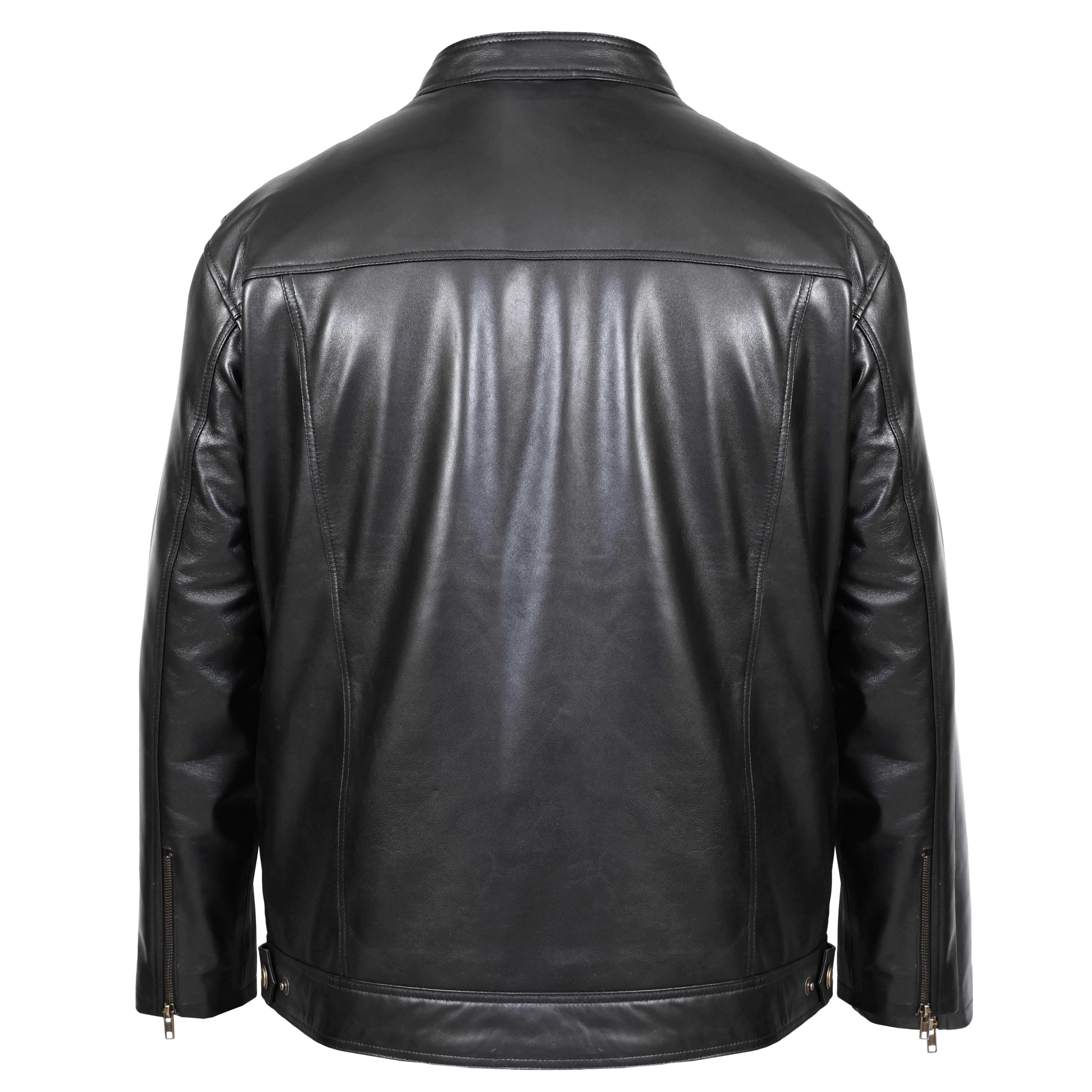 Black leather jacket on a white background