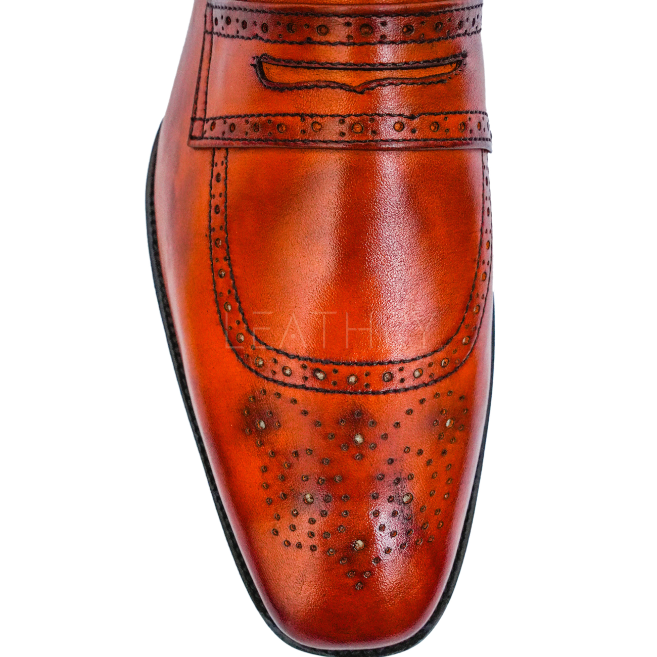 Brown handmade leather loafers