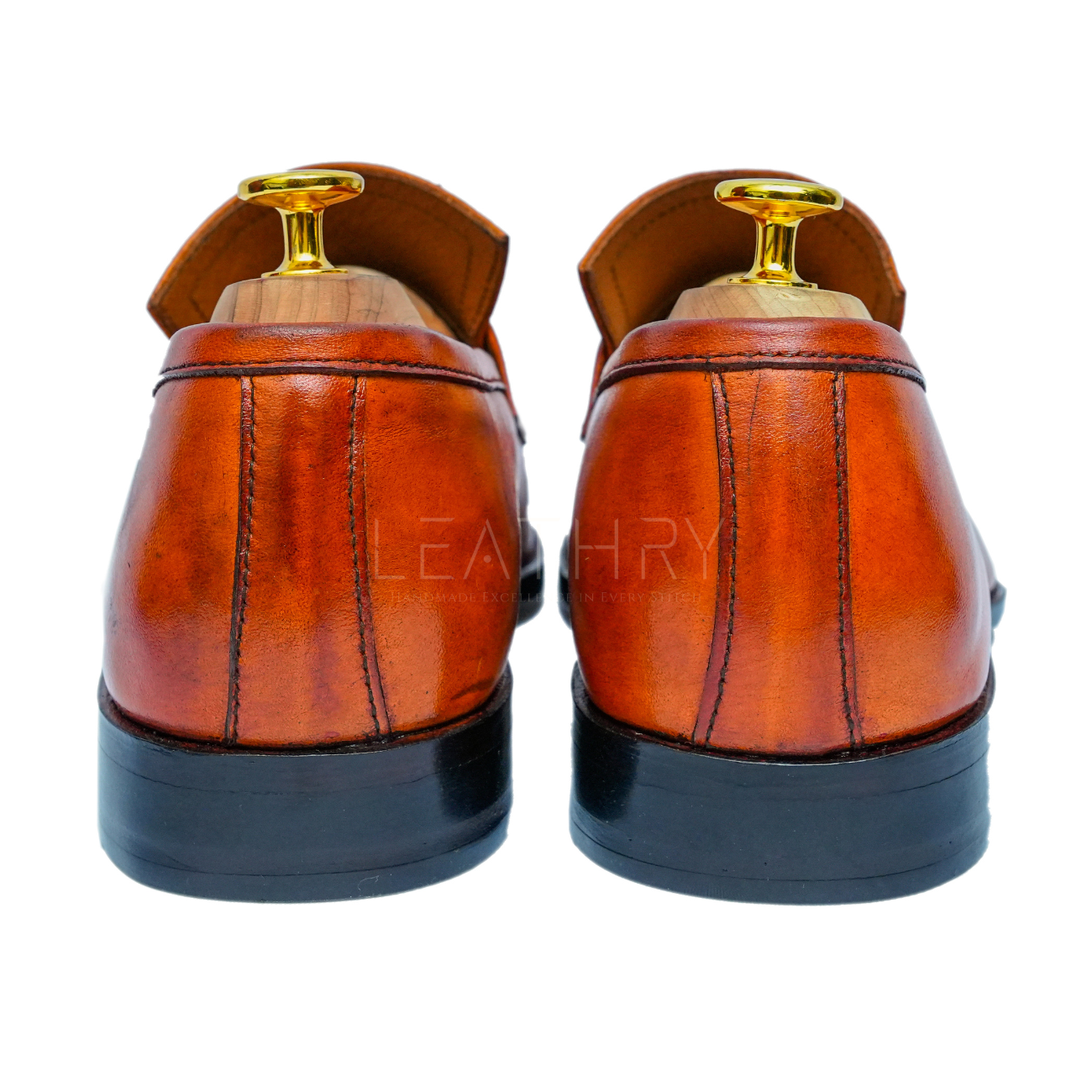 Brown handmade leather loafers