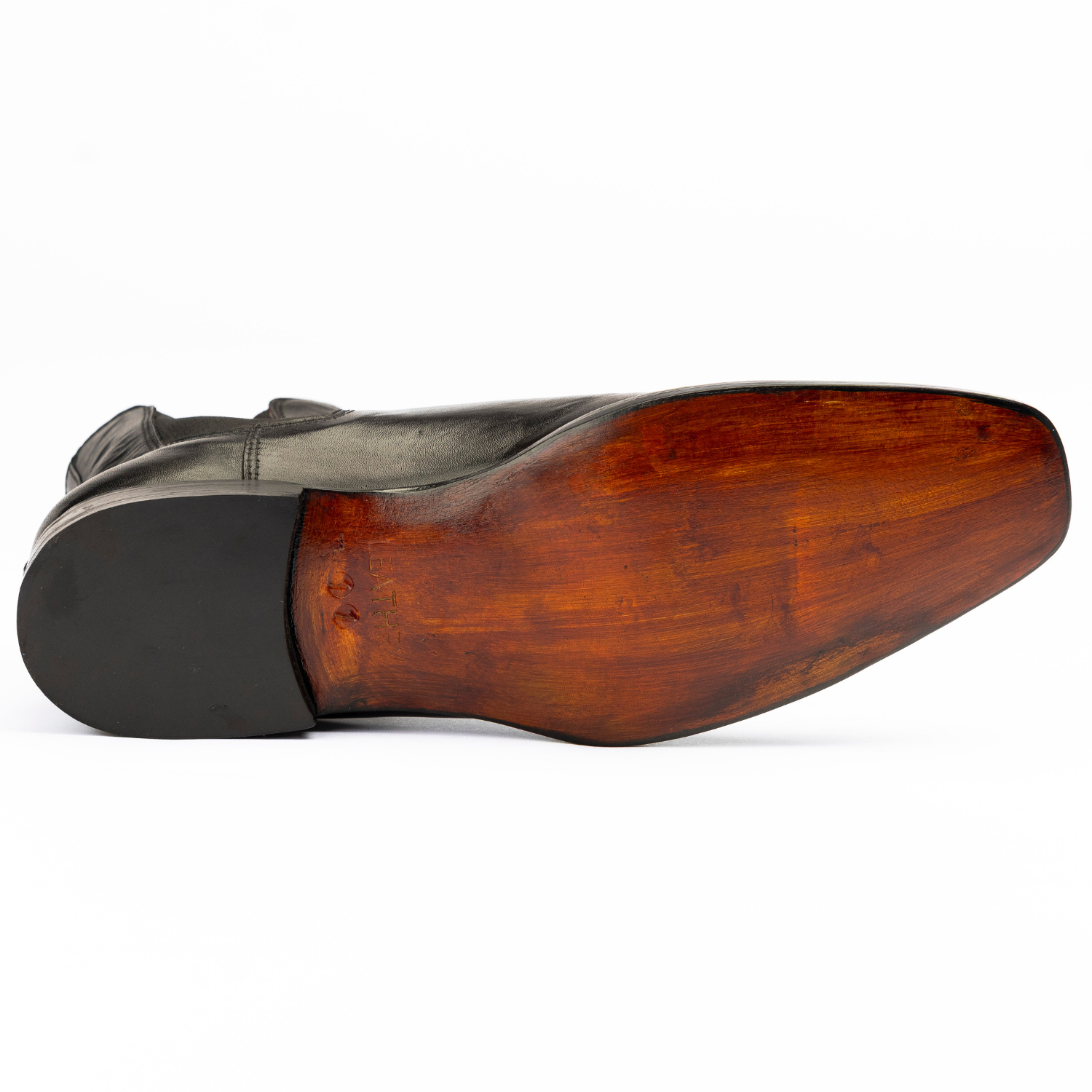 Brown leather shoe sole on a white background