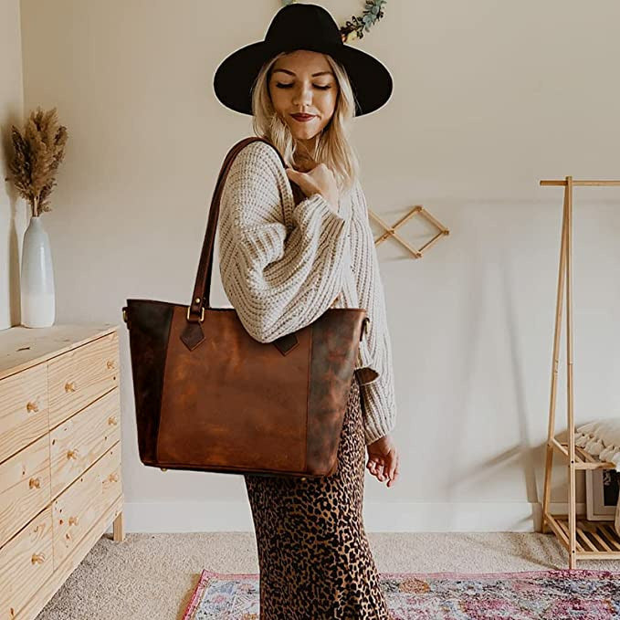 The Luna | Full Grain Leather Tote Bag