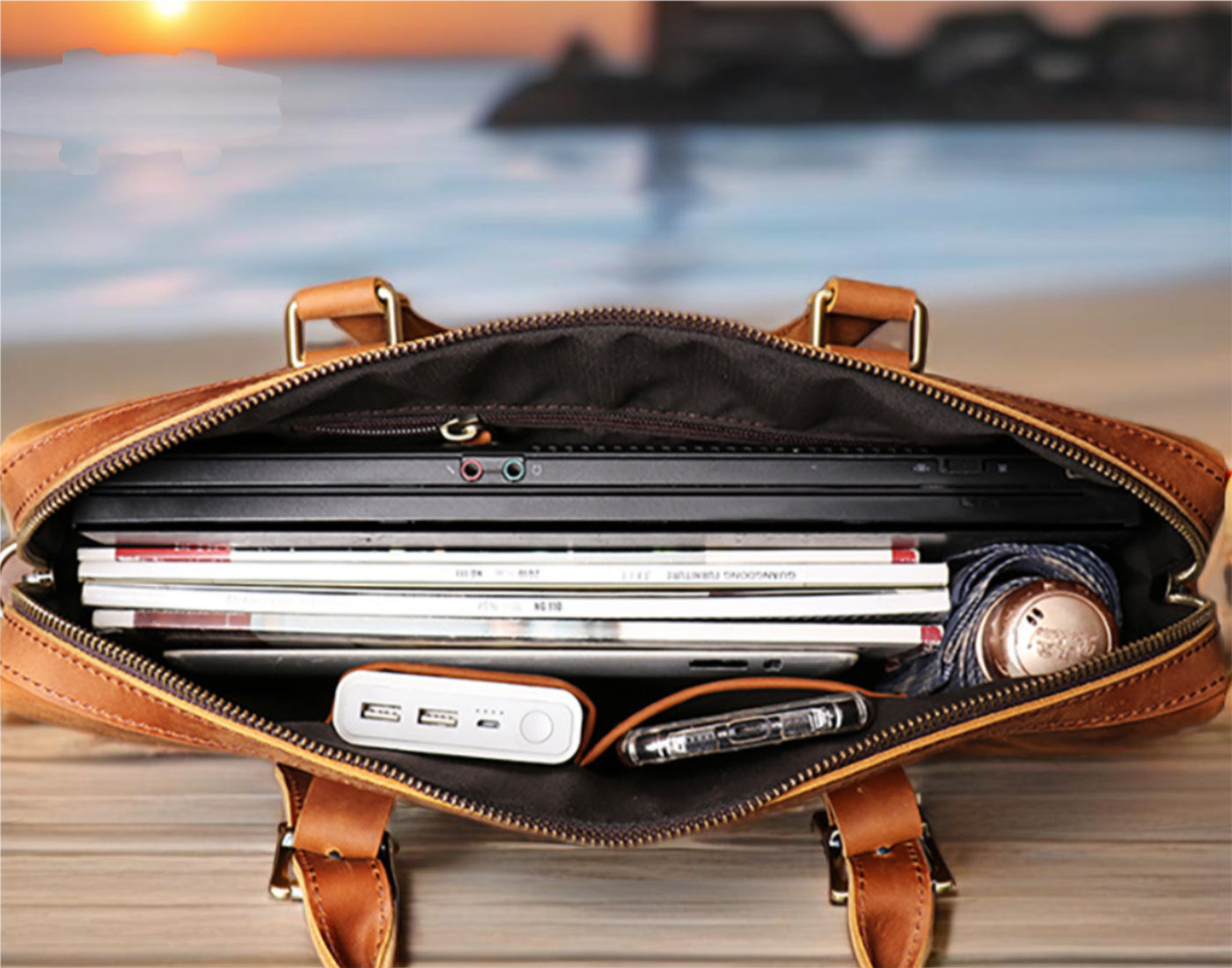 The Saffron | Leather Laptop Bag