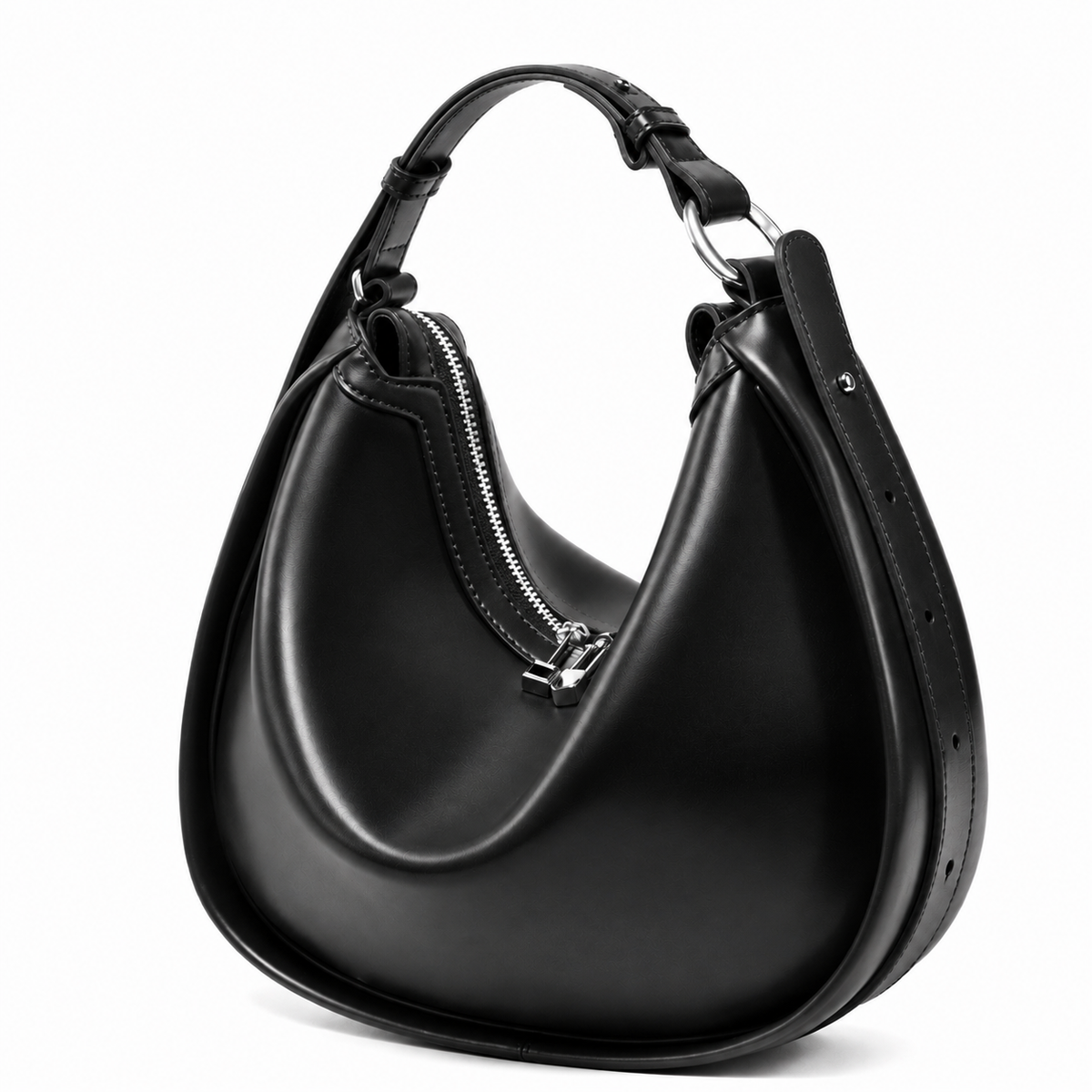 The Valentina | Leather Crescent Shoulder Bag