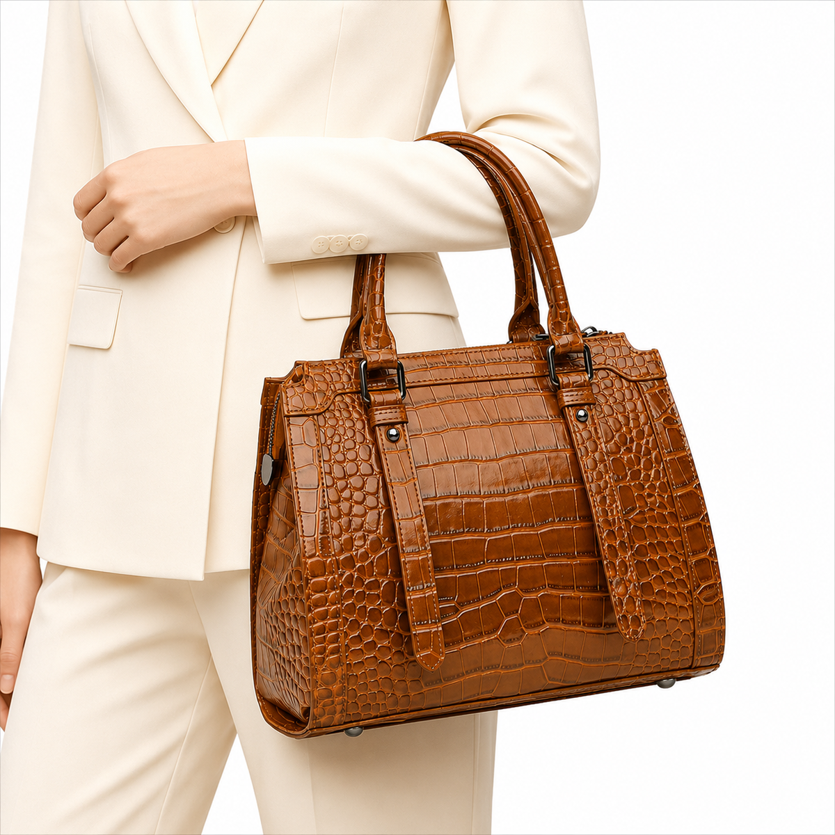 The Marcella | Croc-Embossed Leather Tote