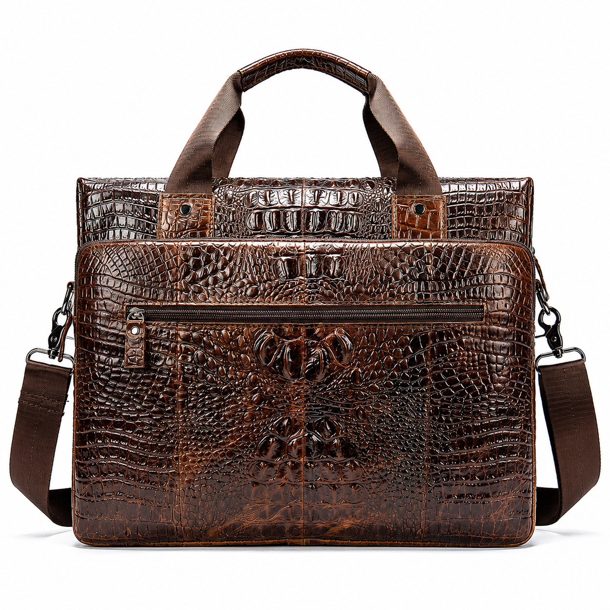 The Astor Crocodile-Embossed Leather Briefcase