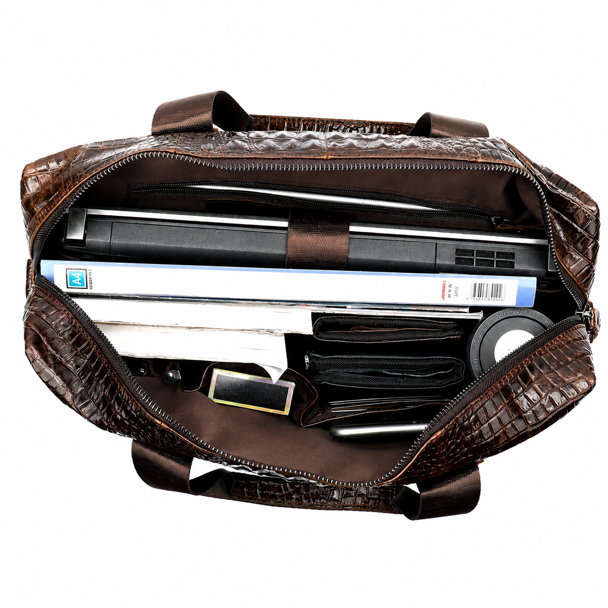 The Astor Crocodile-Embossed Leather Briefcase