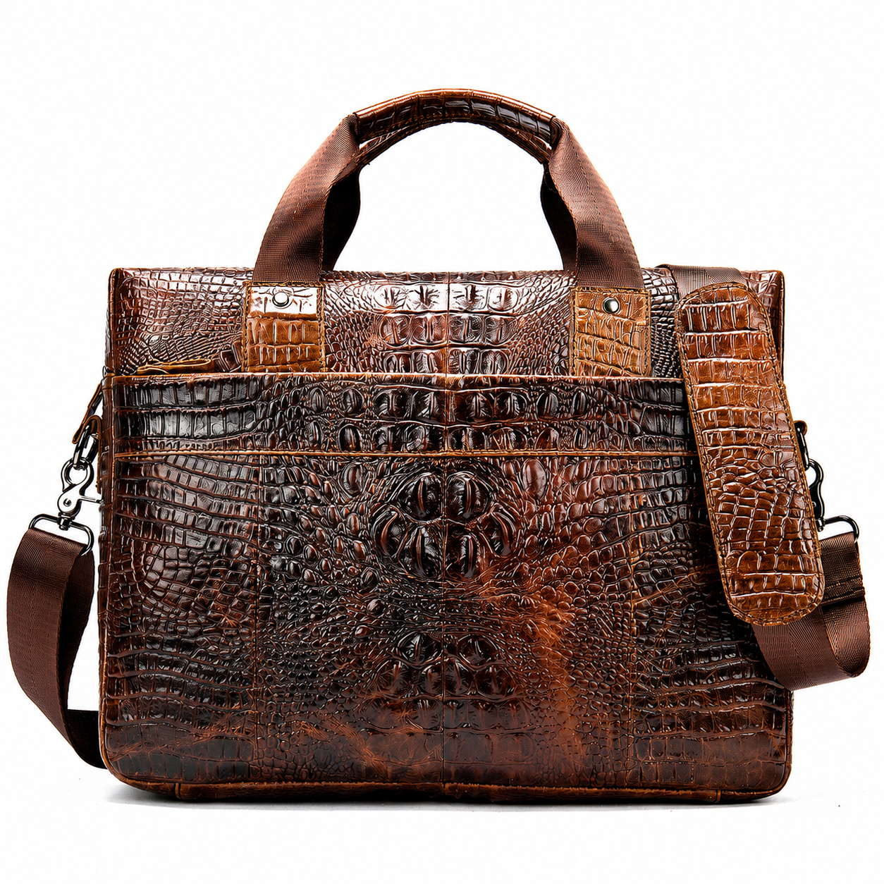 The Astor Crocodile-Embossed Leather Briefcase