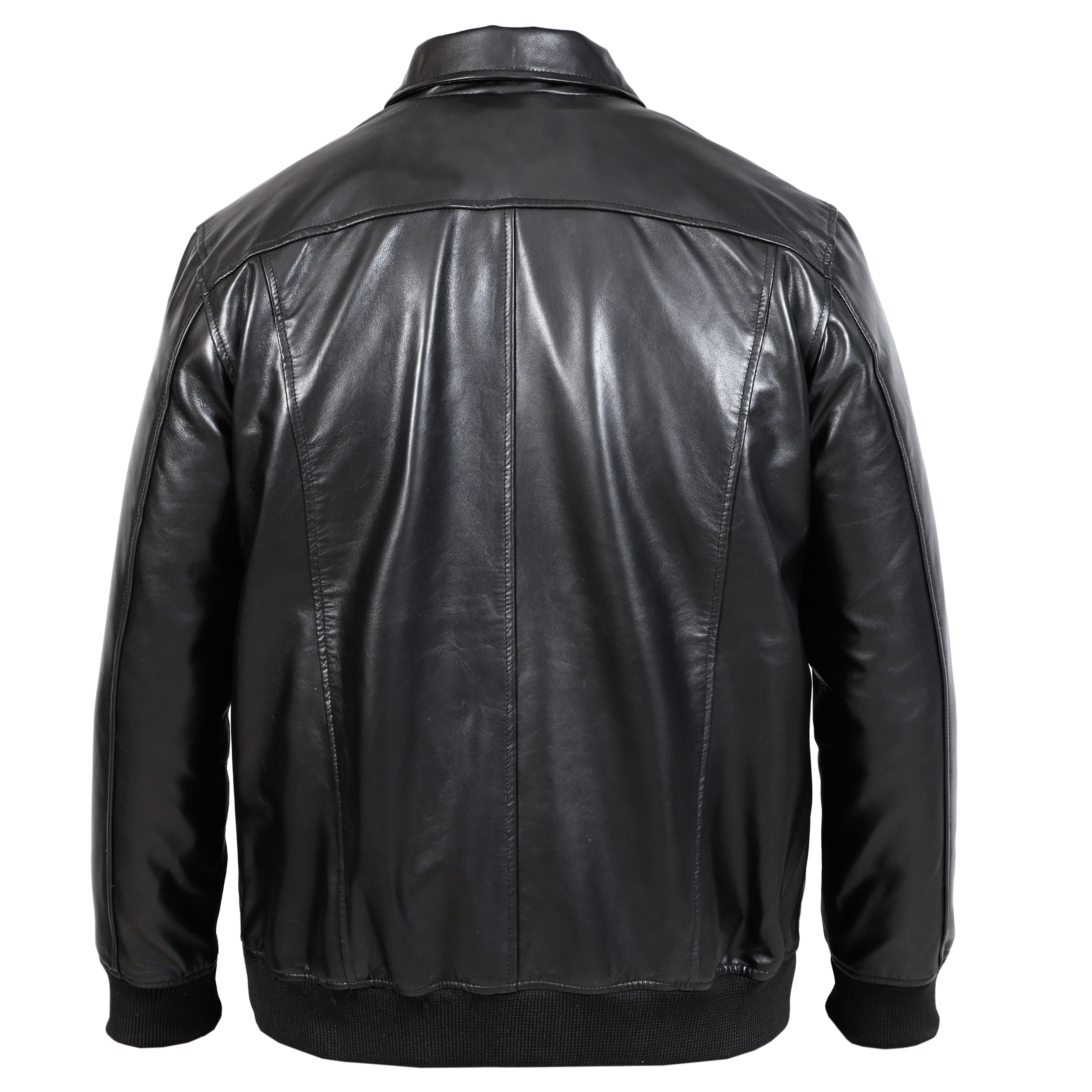 Black leather jacket on a white background
