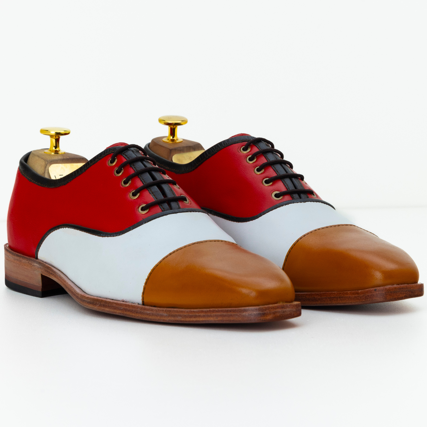 Colorful dress shoes with a white background
