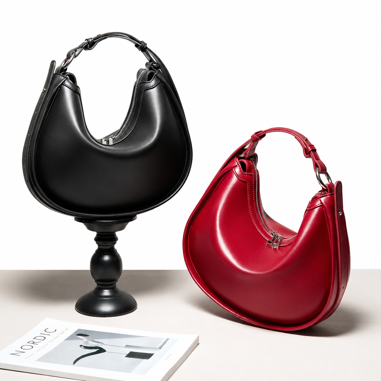 The Valentina | Leather Crescent Shoulder Bag