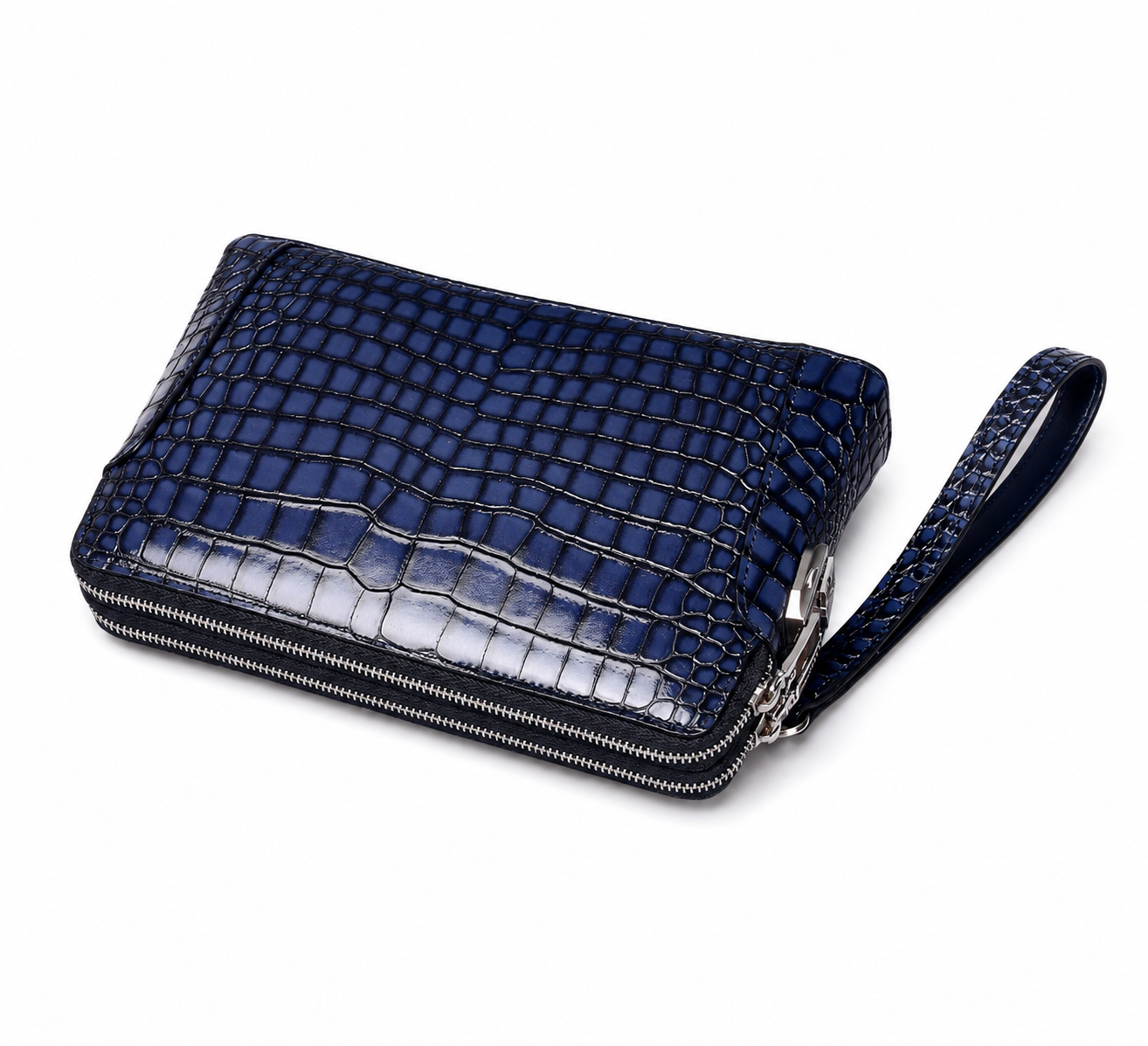 The Capri | Croc-Embossed Leather Clutch