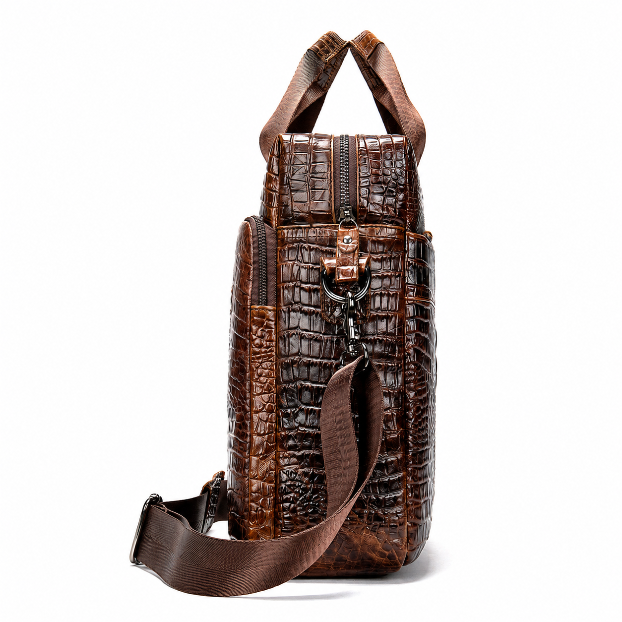 The Astor Crocodile-Embossed Leather Briefcase