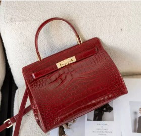 The Eleganza | Crocodile-Embossed Leather Handbag